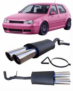 Paragi Volkswagen Golf 4 1.8Turbo, 2.0 16V, GTI, csapott 60mm-es cső átmérő, 2x80mm-es, műbizonylatos típusspecifikus sportkipufogó