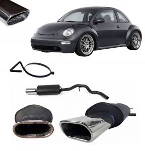 Paragi Volkswagen New Beetle, 1998-2010-ig, 50mm-es csatlakozás, 131x72mm-es csapott ovál, műbizonylatos típusspecifikus sportkipufogó