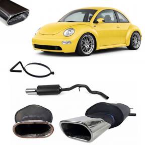 Paragi Volkswagen New Beetle, 1998-2010-ig, 60mm-es csatlakozás, csapott ovál 131x72mm-es, műbizonylatos típusspecifikus sportkipufogó