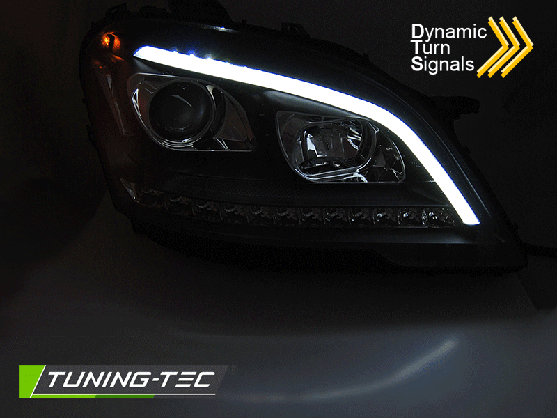 Tuning-Tec Mercedes W164 ML 2009-2011-ig, futófényes indexel, halogén, fekete tuning lámpa 1
