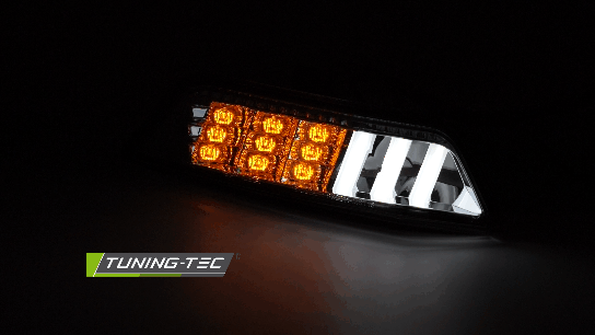 Tuning-Tec Ford Mustang, 2015-2017-ig, füst, nappali fénnyel ellátott (DRL), futófényes irányjelző, index 1