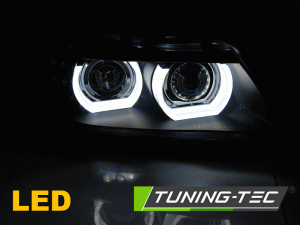 Tuning-Tec Bmw E90, E91, 2009-2011-ig, gyári xenonnal szereltekhez, Led index, DRL, fekete tuning lámpa 1