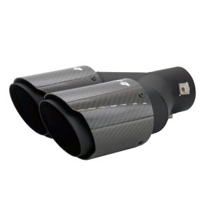Simoni Racing Simoni Racing kipufogóvég dupla bal kerek/ferde fekete és karbon - 89xL245-260mm - Beépítés ->40-63mm SS with clamp
