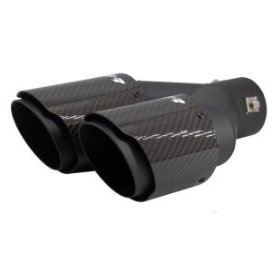Simoni Racing Simoni Racing kipufogóvég dupla jobb kerek/ferde fekete és karbon - 89xL245-260mm - Beépítés ->40-63mm SS with clamp
